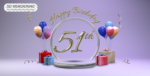 Modello di banner di compleanno di celebrazione 51 anni