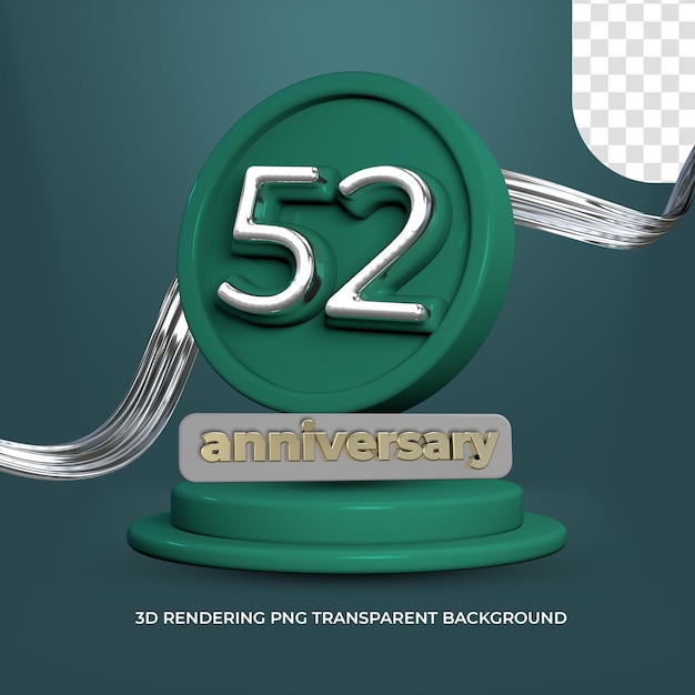 PSD celebrazione del 52° anniversario poster 3d rende lo sfondo trasparente