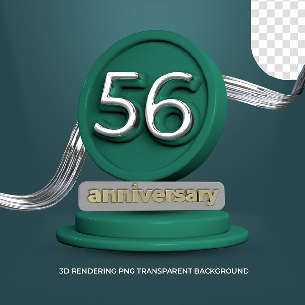 PSD Плакат к празднованию 56-летия 3d-рендеринга на прозрачном фоне