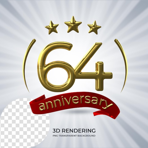 PSD celebration 64 anniversary poster 3d rendering