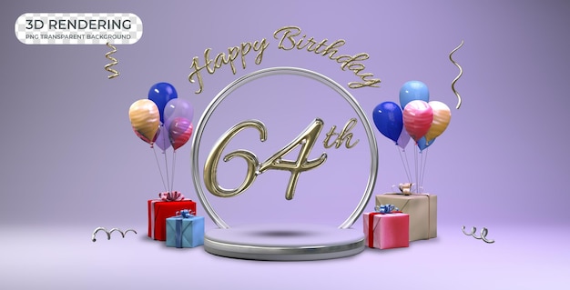 Celebration 64 years birthday banner template