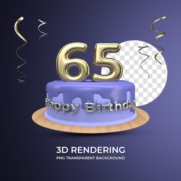 お祝い65歳の誕生日の3dレンダリング