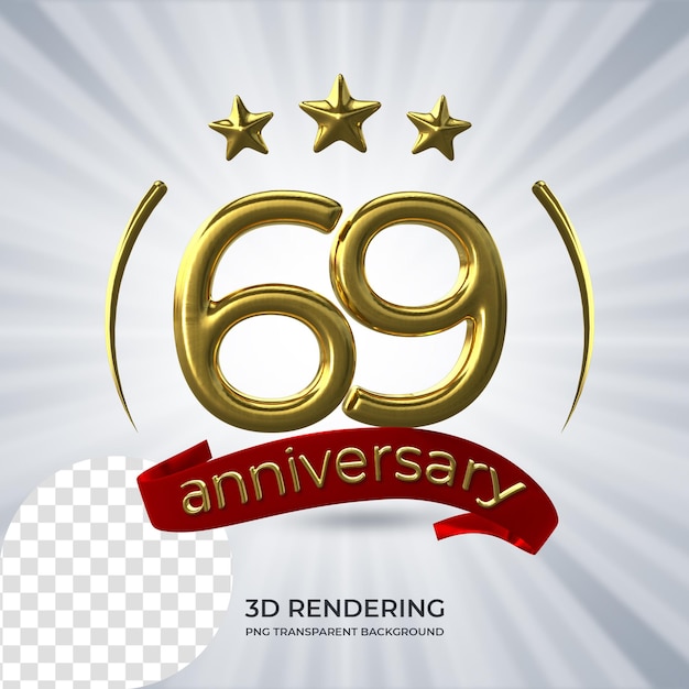 축하 69 주년 포스터 3d 렌더링