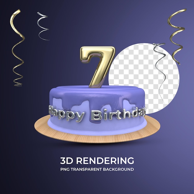 Celebration 7 year old birthday 3d rendering