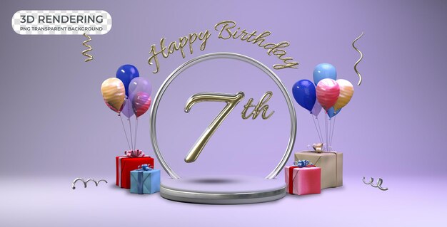 Modello di banner di compleanno di celebrazione 7 anni