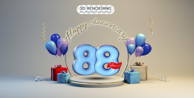 PSD modello di banner per l'anniversario di 88 anni di celebrazione