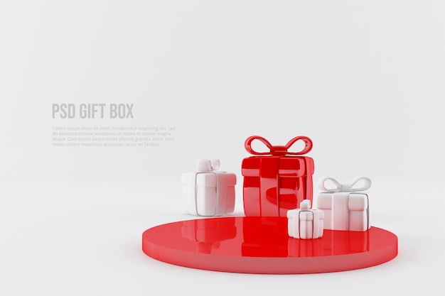 PSD celebration and colorful gift box in 3d rendering