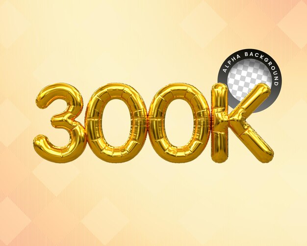 PSD celebration concept for 300k followers with transparent background