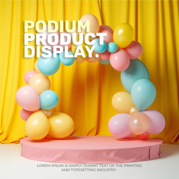 PSD celebration display product natural podium stand podium scene for product presentation 3d rendering