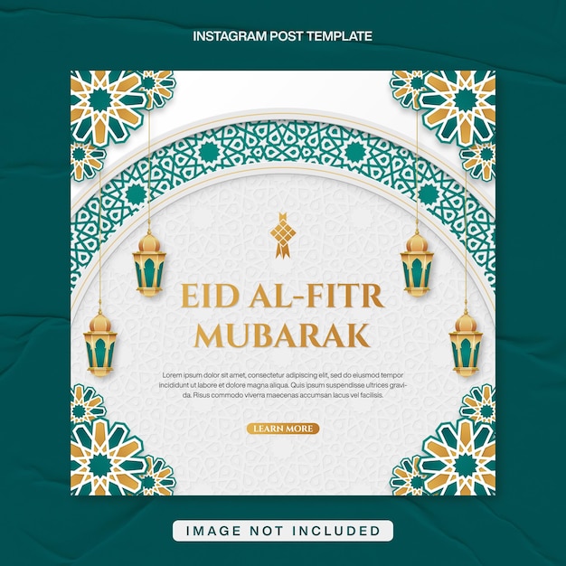 celebration eid alfitr banner template for instagram post design with islamic background
