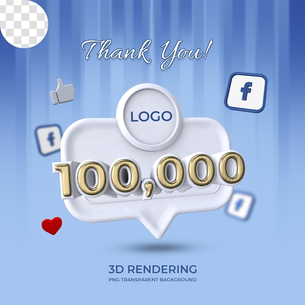 Празднование facebook page 10k likes шаблон плаката 3d рендеринг