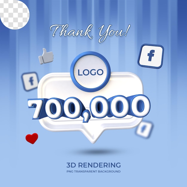 축하 Facebook 페이지 70k 좋아요 포스터 템플릿 3d 렌더링