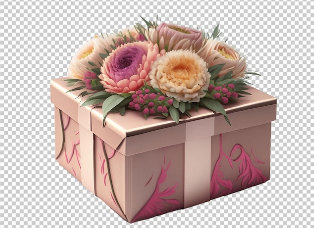 PSD celebration gift with flowers