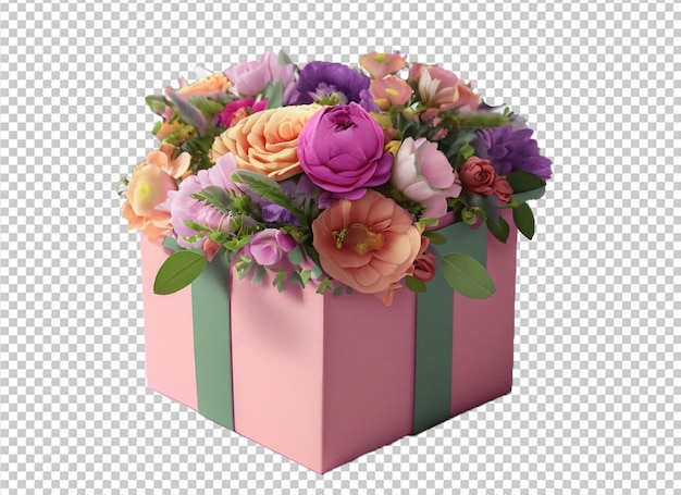 PSD celebration gift with flowers