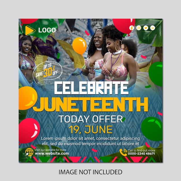 PSD celebration juneteenth instagram and facebook post template