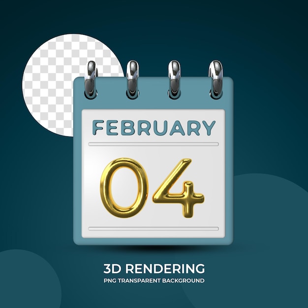 Празднование 4 февраля шаблон плаката 3d рендеринг