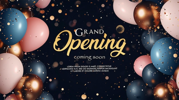 celebration party banner with color balloons and confetti background vector illustration