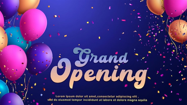 celebration party banner with color balloons and confetti