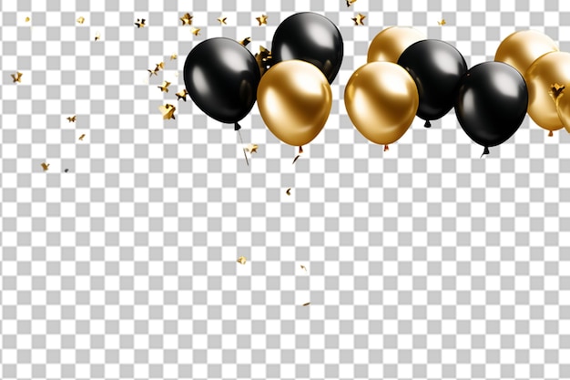 Celebration with gold balloon and confetti stock illustration