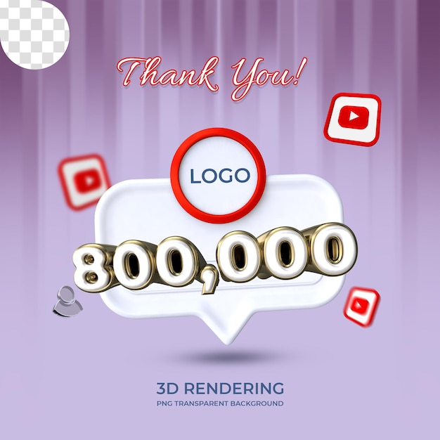 Шаблон плаката празднования youtube 80k подписчиков 3d рендеринг