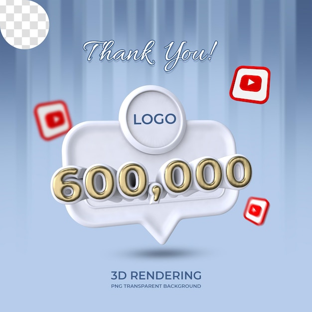 Празднование youtube-каналов 60 тысяч подписчиков шаблон плаката 3d-рендеринг