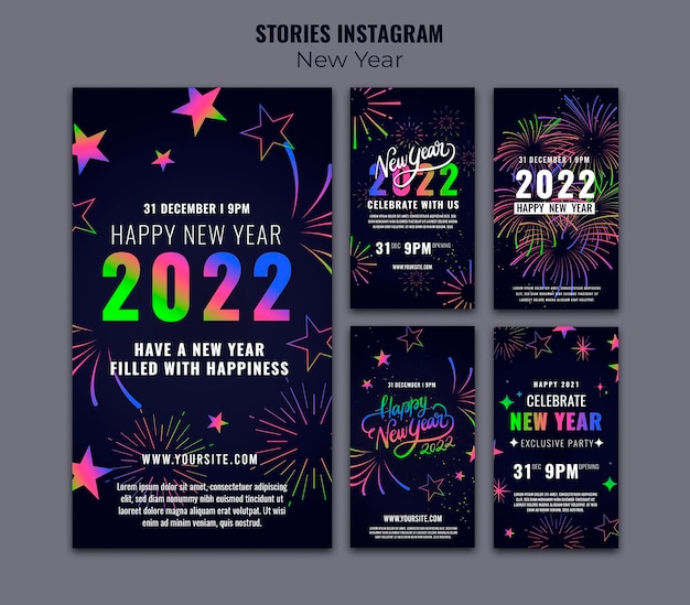 PSD raccolta di storie ig di capodanno celebrativo