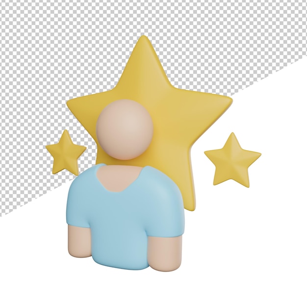 Celebrity star influencer side view 3d rendering icon illustration on transparent background