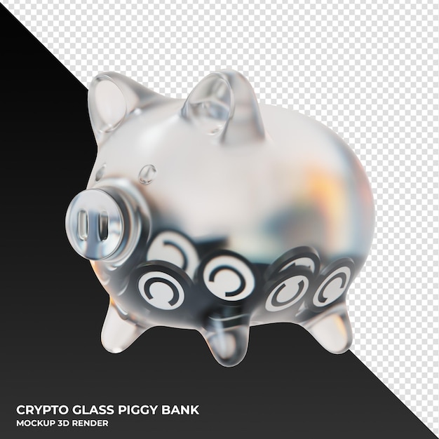 PSD celer network celr glass piggy bank with crypto coins 3d illustration