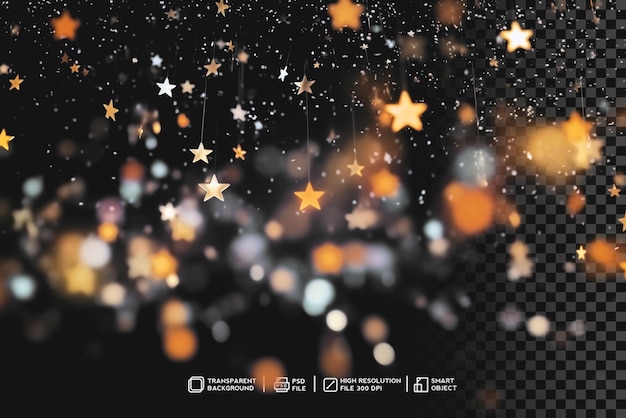 PSD celestial beauty realistic light star bokeh effect on transparent background