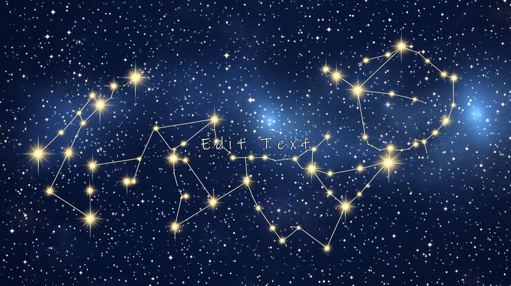 PSD celestial constellations shining brightly in the night sky