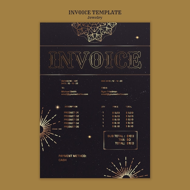 PSD celestial style jewelry invoice template