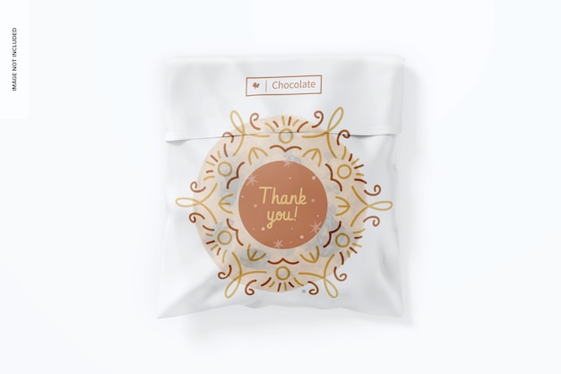 Cellophane cookie bag mockup, top view