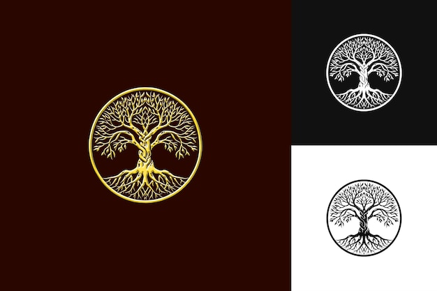 Decorat Abstract Vector Design 컬렉션을 위한 뿌리와 가지를 가진 트어 트리 오브 라이프 로고