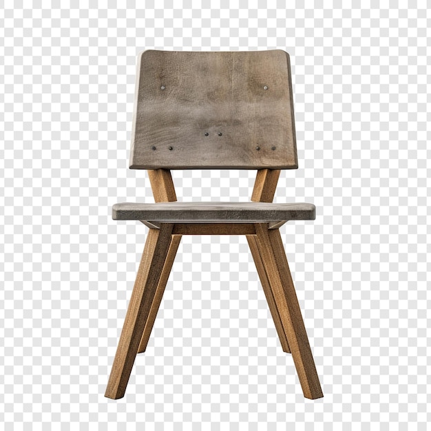 PSD Цементный стул с деревянным сиденьем, изолированным на прозрачном фоне