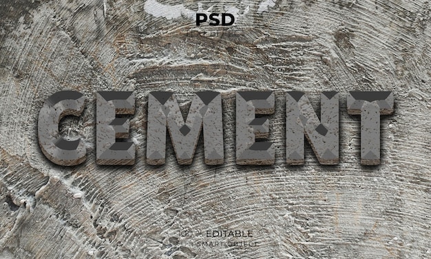 PSD effetto di testo modificabile in 3d con texture di cemento