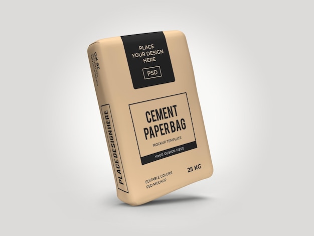 Cement worek papierowa torba 3D makieta szablon na białym tle PSD
