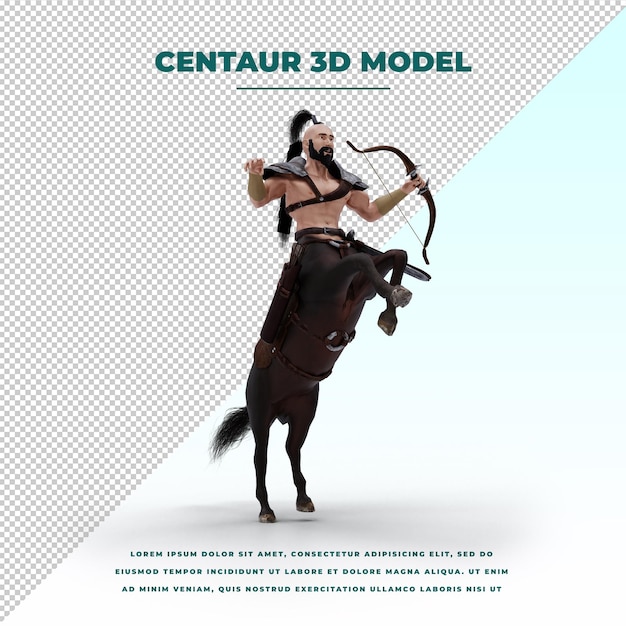 PSD centaur griekse mythologie schepsel half mens half paard geïsoleerd model