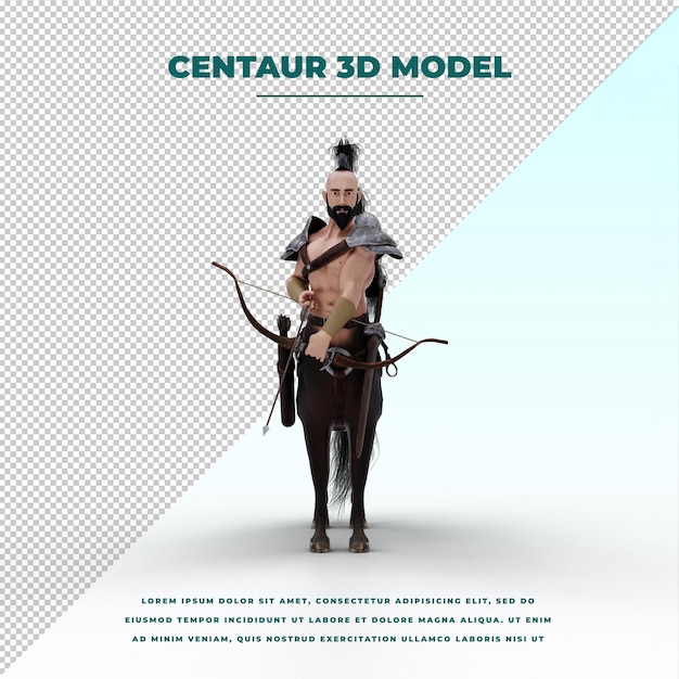 PSD centaur griekse mythologie schepsel half mens half paard geïsoleerd model