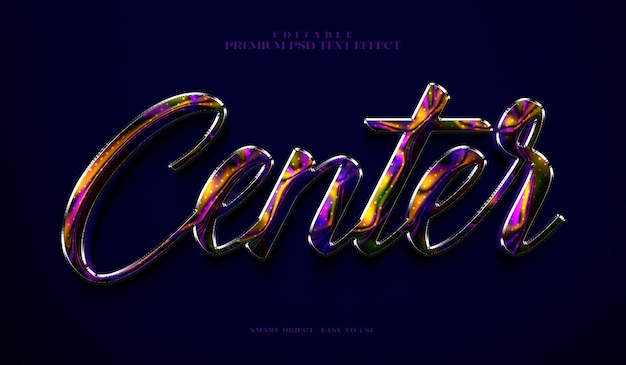 PSD center fully editable premium colroful psd 3d text effect