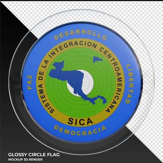 PSD central american integration system realistic 3d textured glossy circle flag