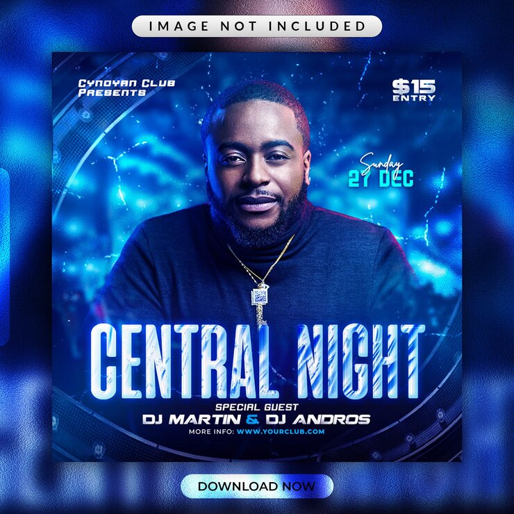 Флаер Central Night Party или шаблон баннера в социальных сетях