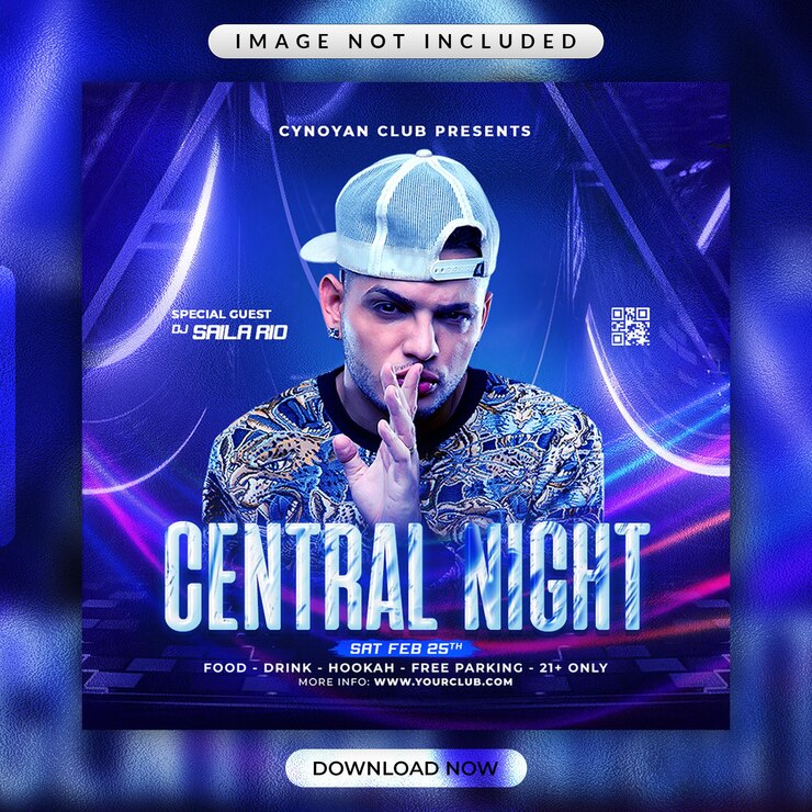 Флаер Central Night Party или шаблон баннера в социальных сетях