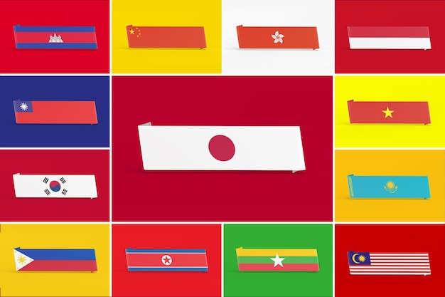 Central and south and east asia flags banner