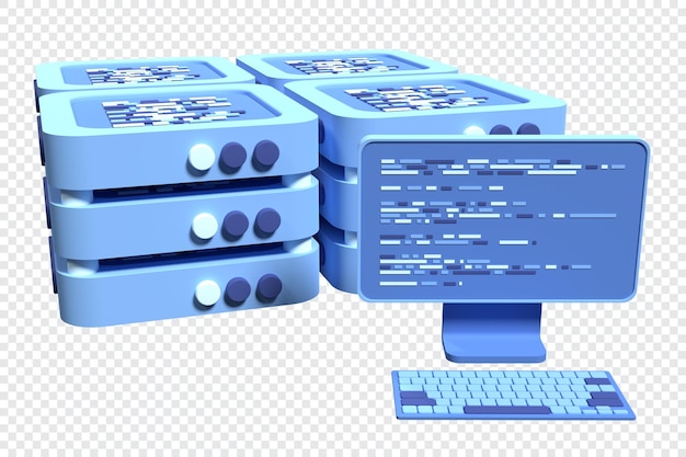 Centrum danych w chmurze z serwerami hostingowymi Technologia komputerowa Sieć i baza danych Nowoczesna szafa serwerowa ilustracja renderowania 3d