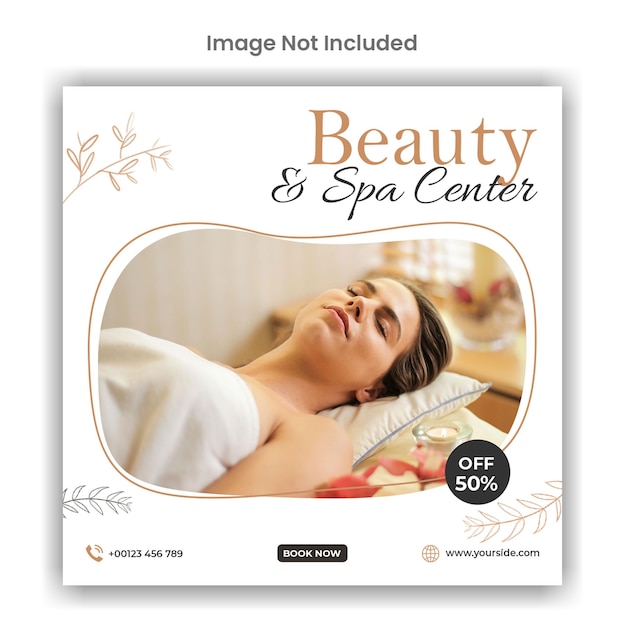 Centrum urody i spa w mediach społecznościowych lub projekt szablonu postu na instagram