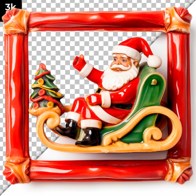 PSD ceramic christmas photo frame isolated on transparent background