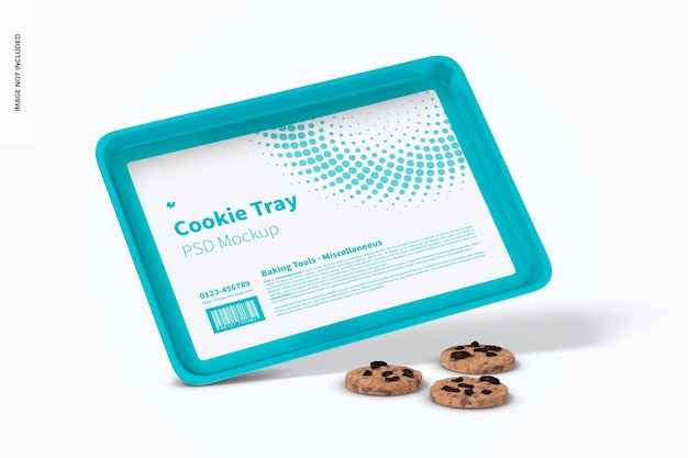 PSD ceramic cookie tray mockup, leaned