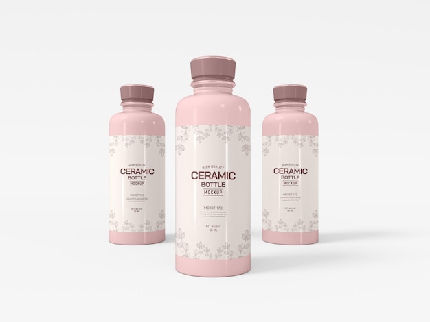 Ceramic cosmetic bottle packaging mockup