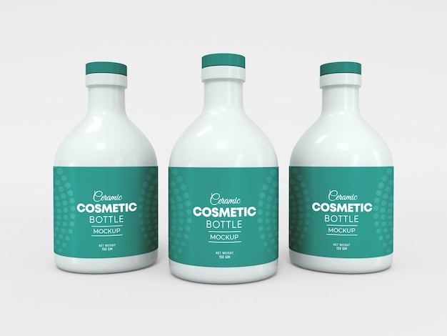 Mockup di imballaggio per bottiglie cosmetiche in ceramica