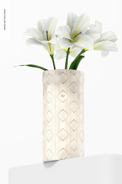 PSD ceramic flower vase mockup, front view